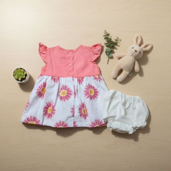 New Baby Girls Dress Set with matching headband underwear size 6 to 9 months - Picture 3 of 3